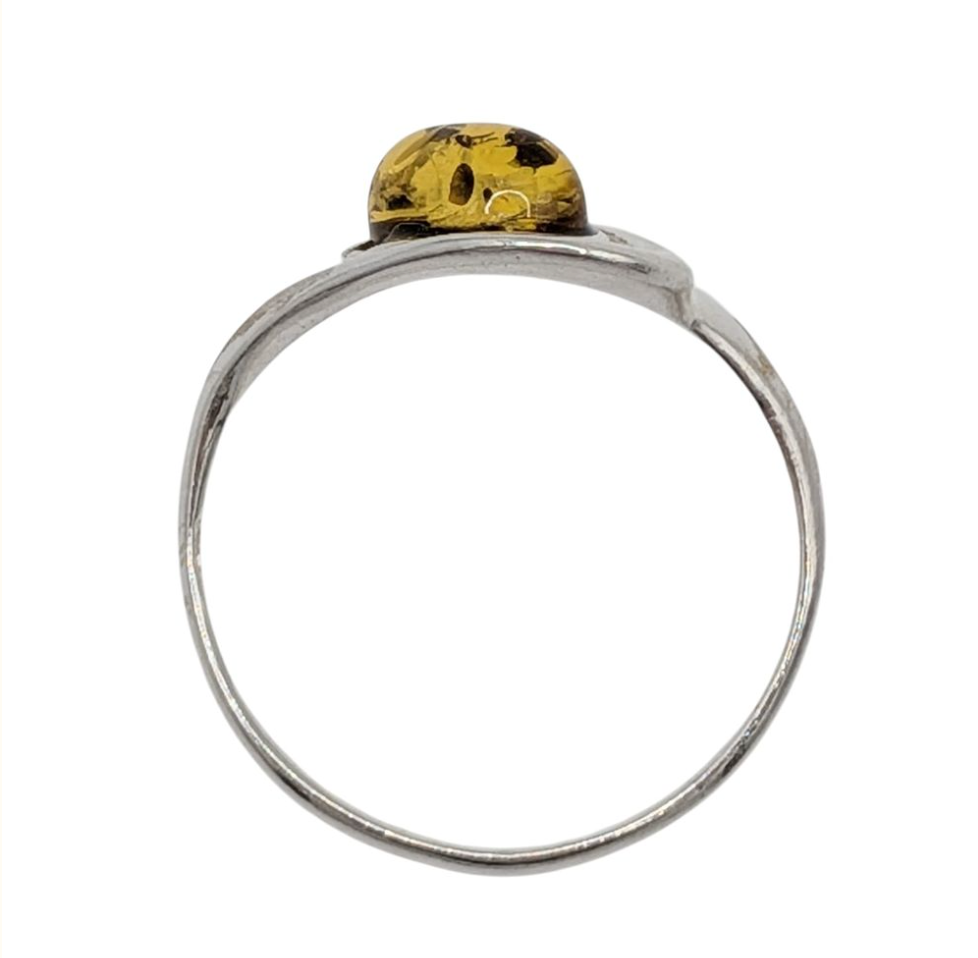 Vintage Green Amber Swoop Ring (8.75)