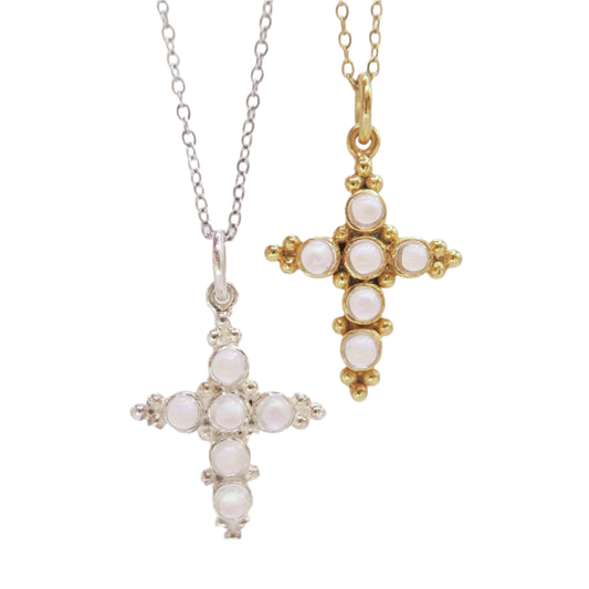 Moonstone Cross Necklace