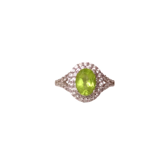 Vintage Peridot Halo Ring (6.75)