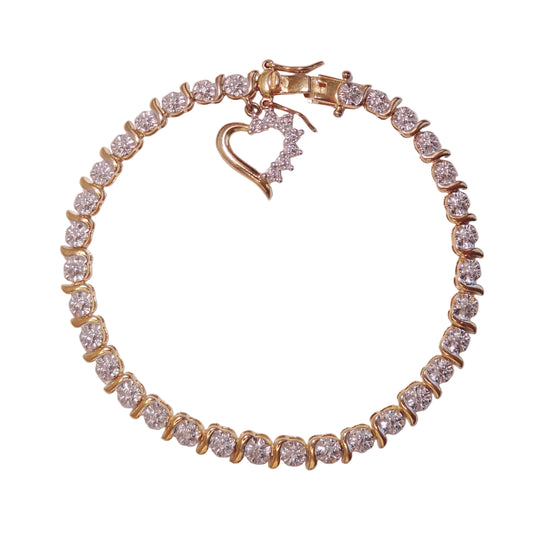 Vintage Ross Simmons Tennis Bracelet with Heart Charm