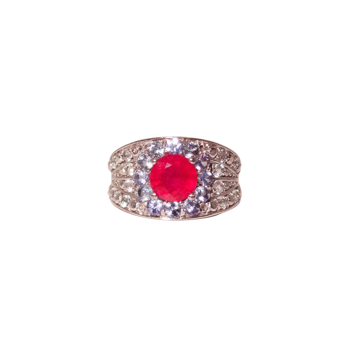 Vintage Multi Gemstone Cluster Flower Ring (8.25)