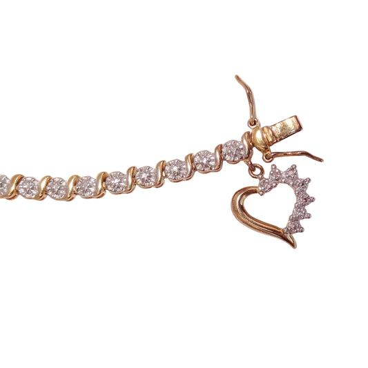Vintage Ross Simmons Tennis Bracelet with Heart Charm