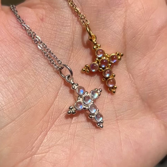 Moonstone Cross Necklace